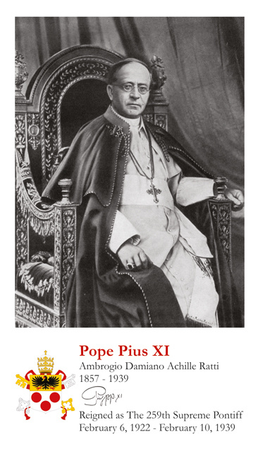 Pope Pius XI Holy Card