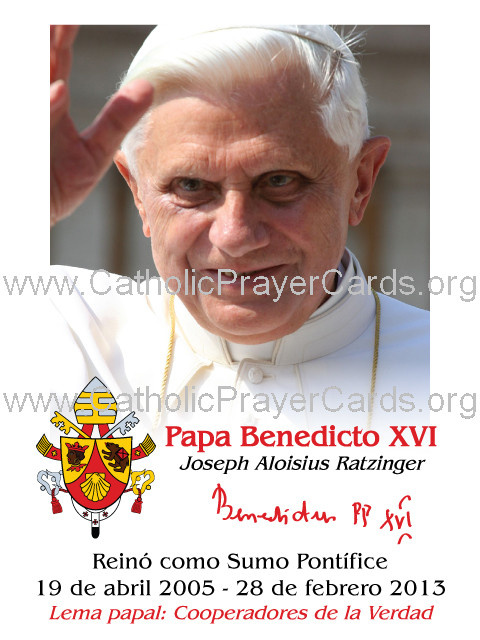 *SPANISH* Limited Edition Collector's Series Commemorative Pope Benedict XVI Prayer Card