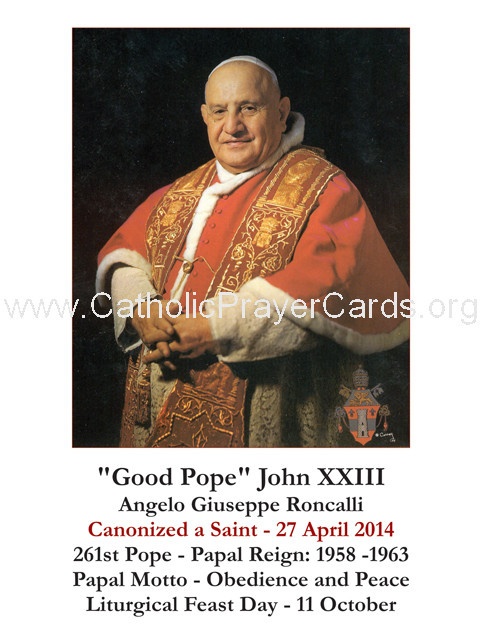Pope John XXIII Canonization Holy Card